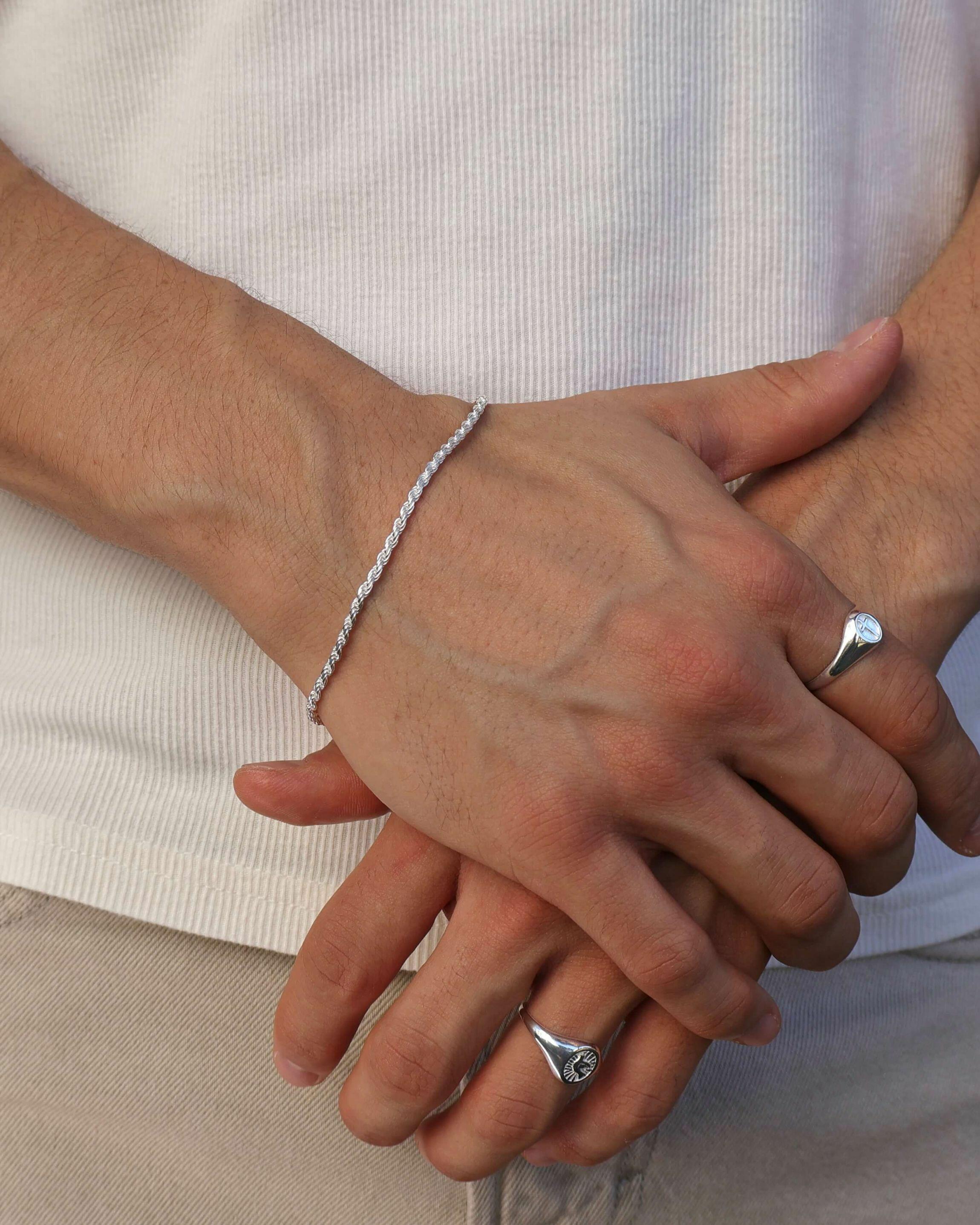 Pulseira Cordão Baiano Masculina em Prata 925