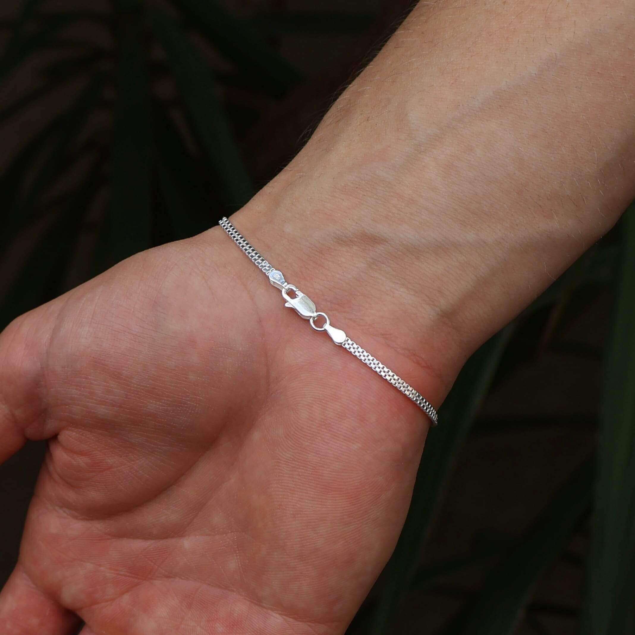 Pulseira Veneziana Dupla Masculina em Prata 925
