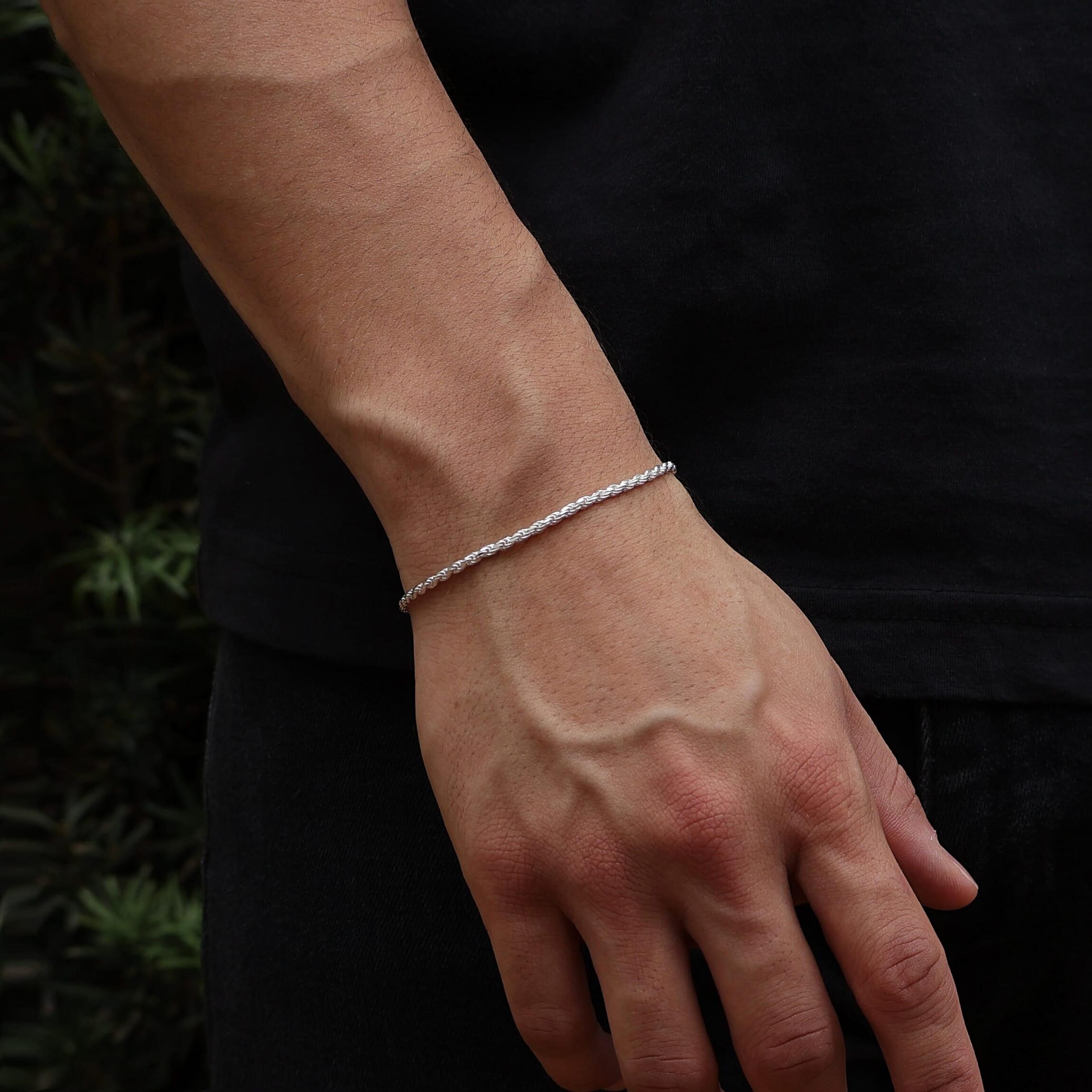 Pulseira Cordão Baiano Masculina em Prata 925