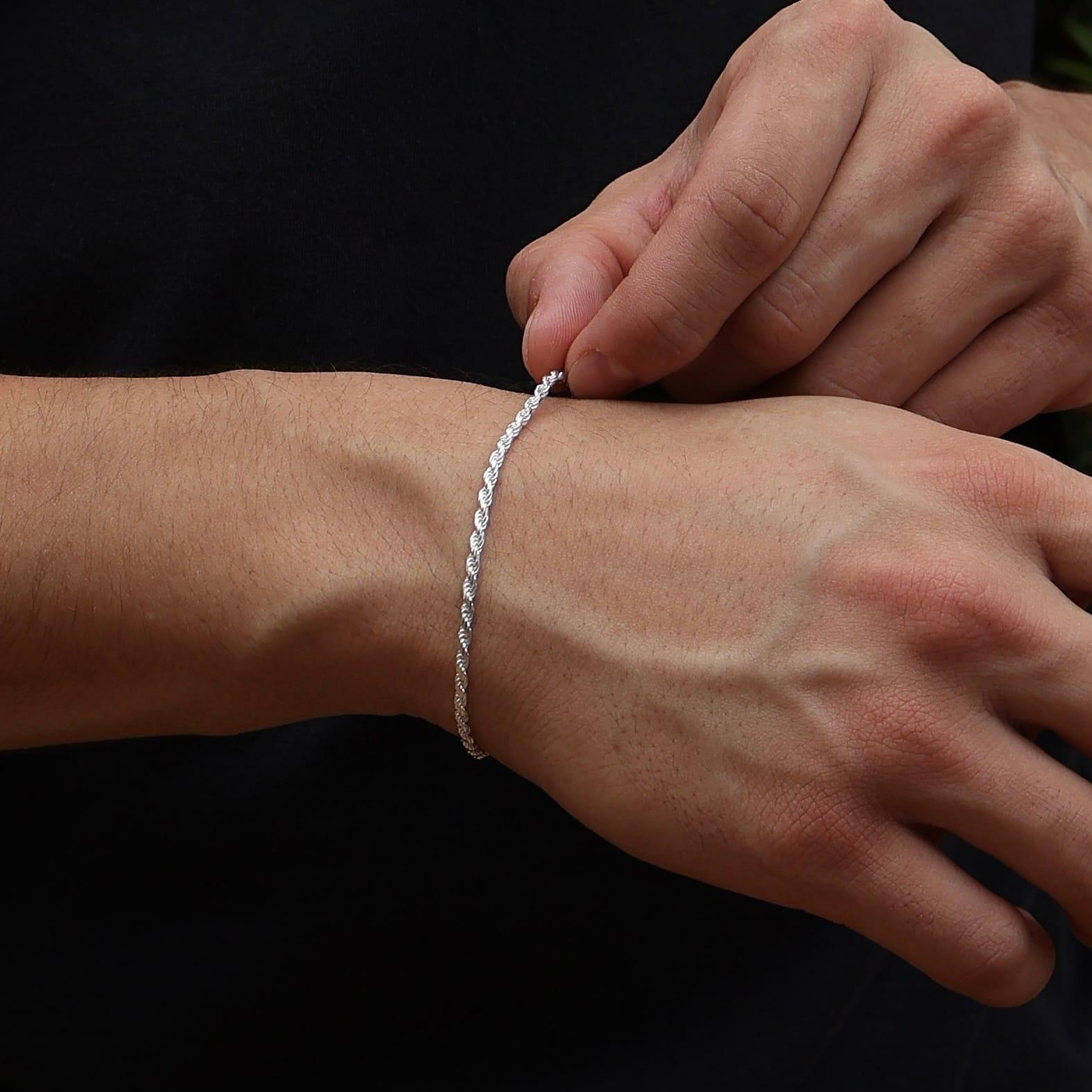 Pulseira Cordão Baiano Masculina em Prata 925