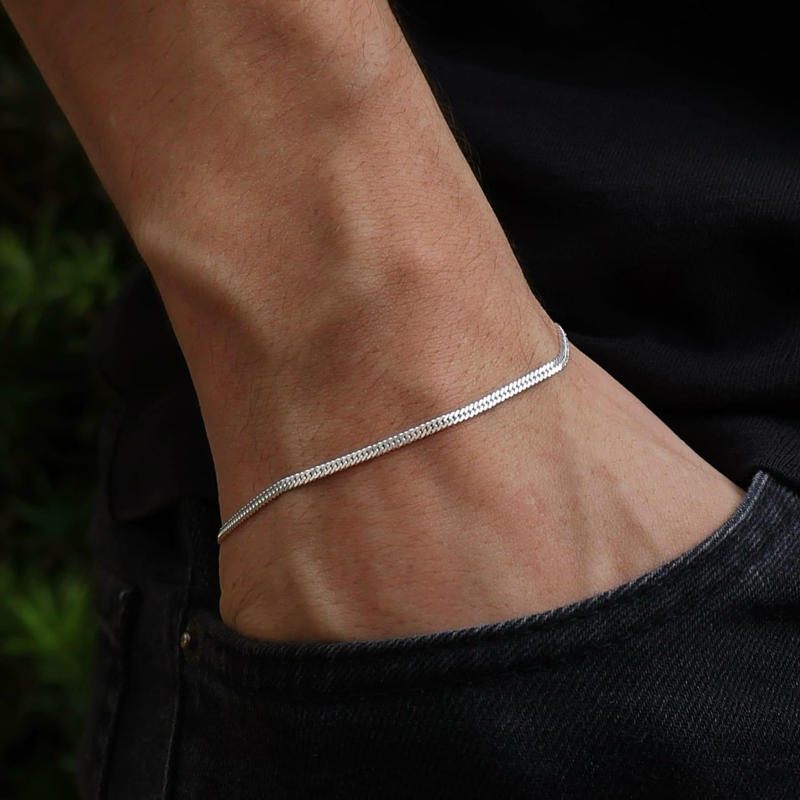 Pulseira Grumet Elo Duplo Masculina de Prata