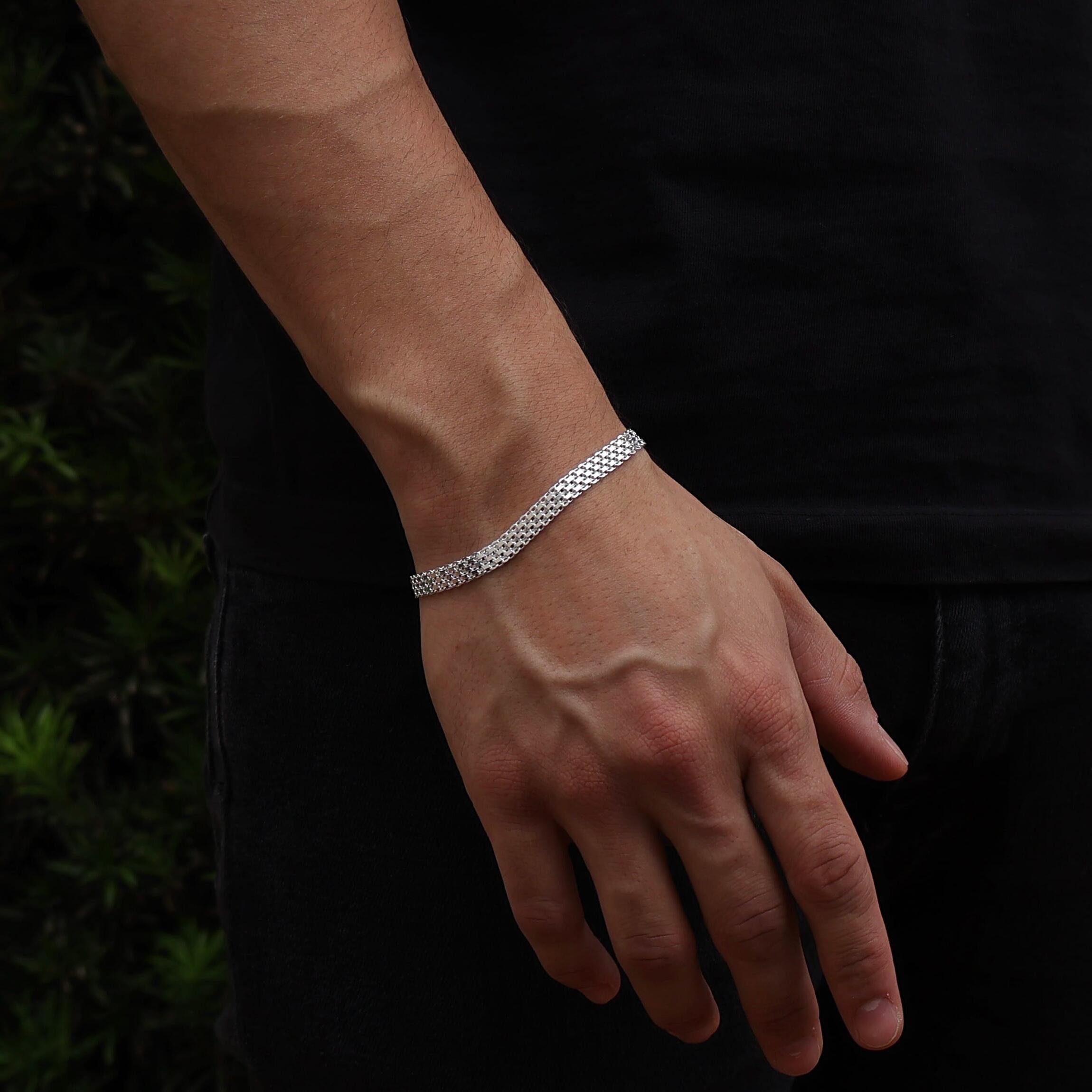 Pulseira Esteira XL Masculina em Prata 925