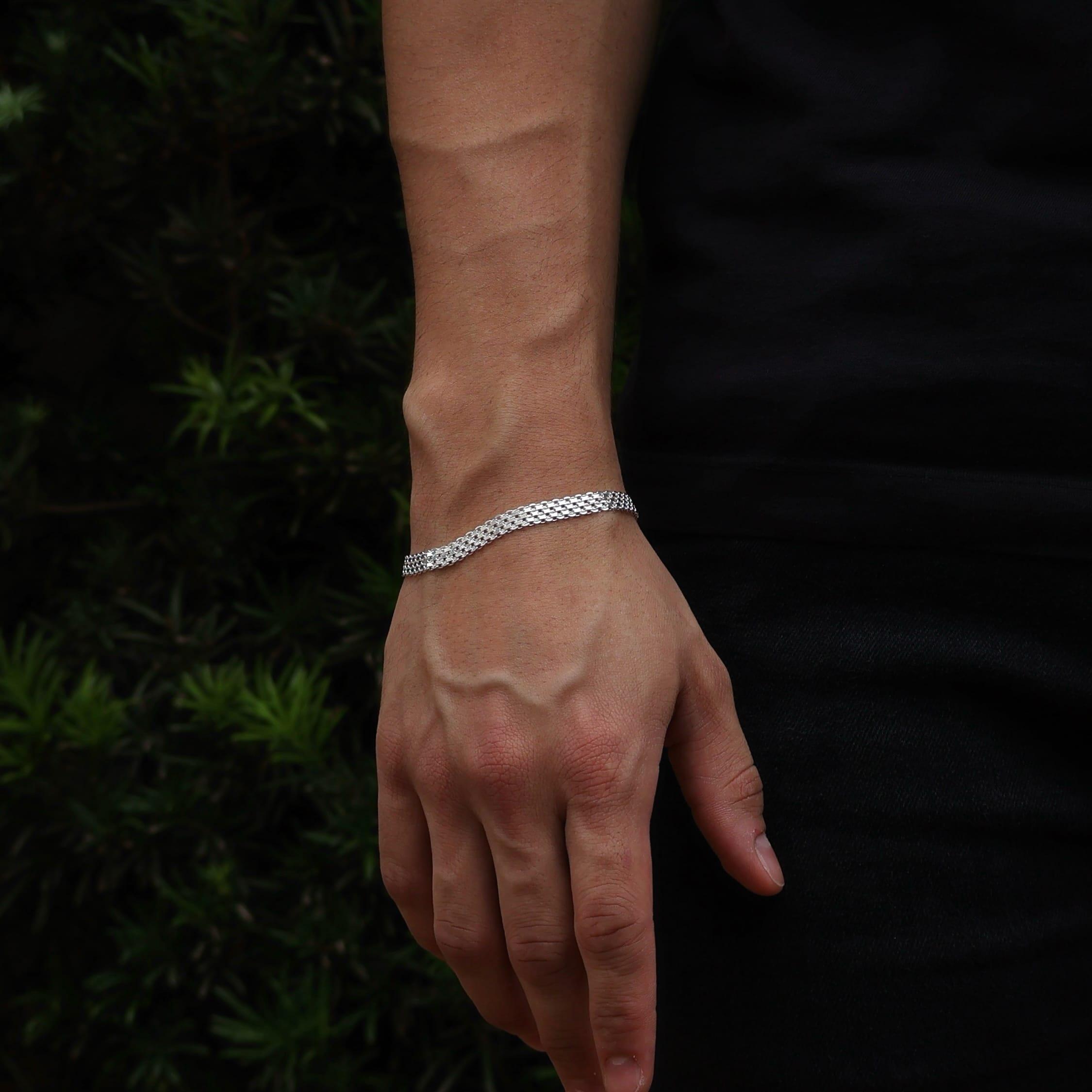 Pulseira Esteira XL Masculina em Prata 925