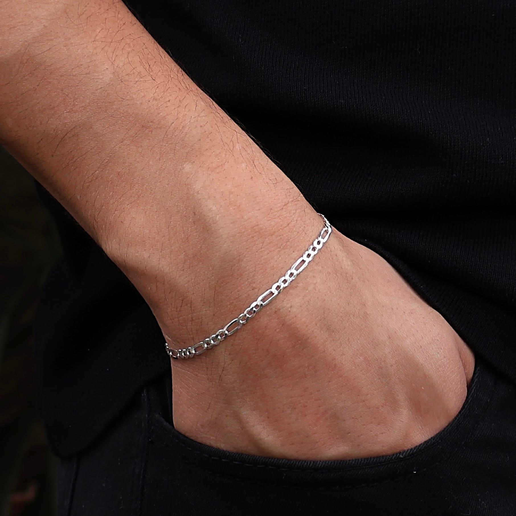 Pulseira Fígaro 3 mm Masculina em Prata 925