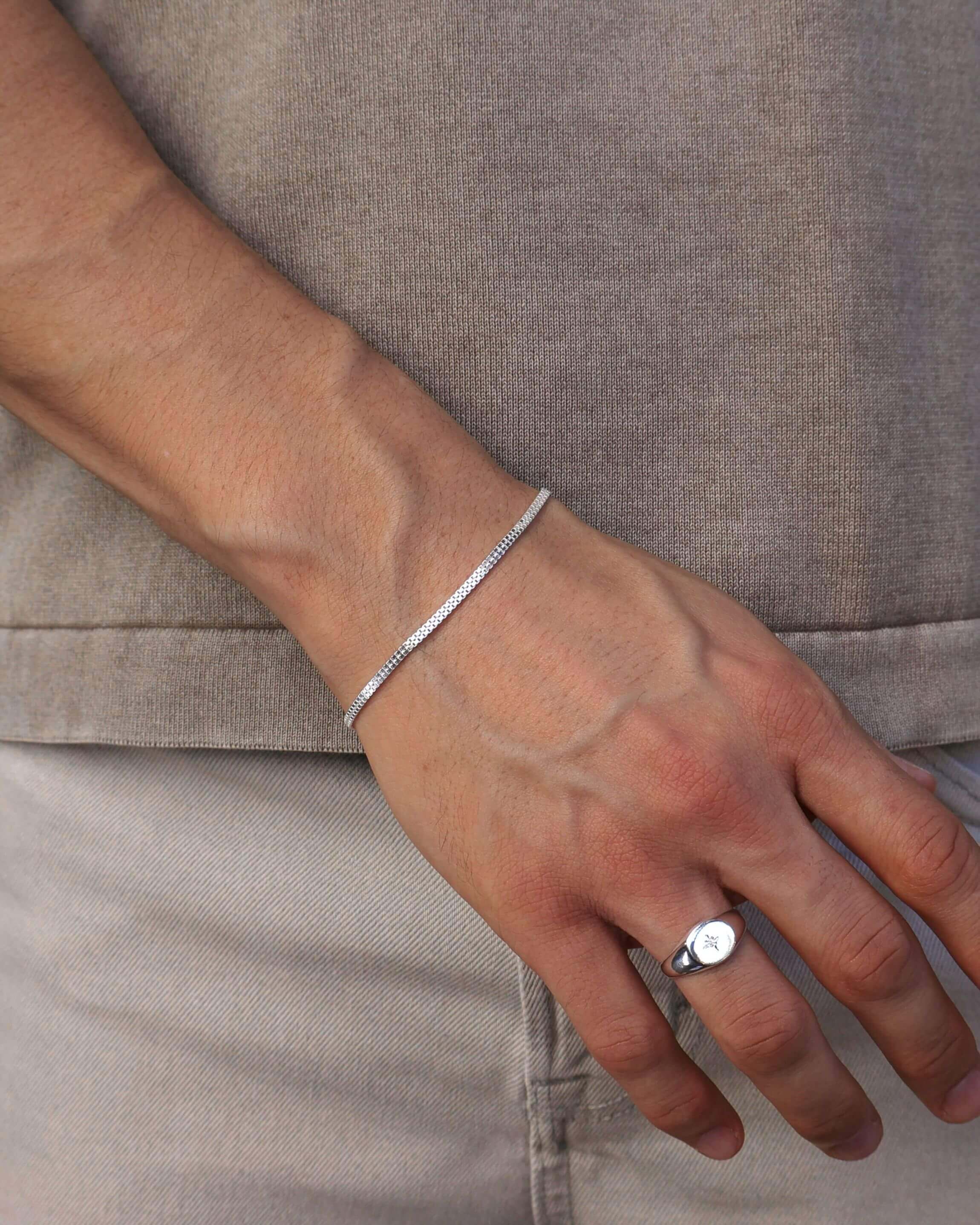 Pulseira Veneziana Dupla Masculina em Prata 925