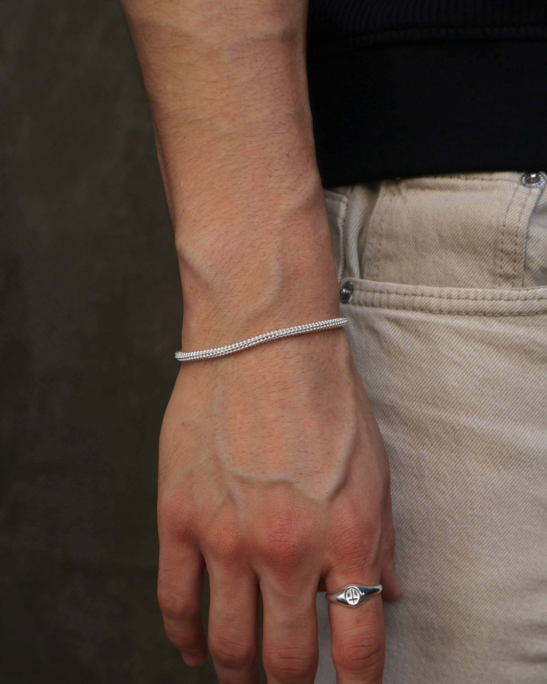 Pulseira Fizzy Round Masculina em Prata 925